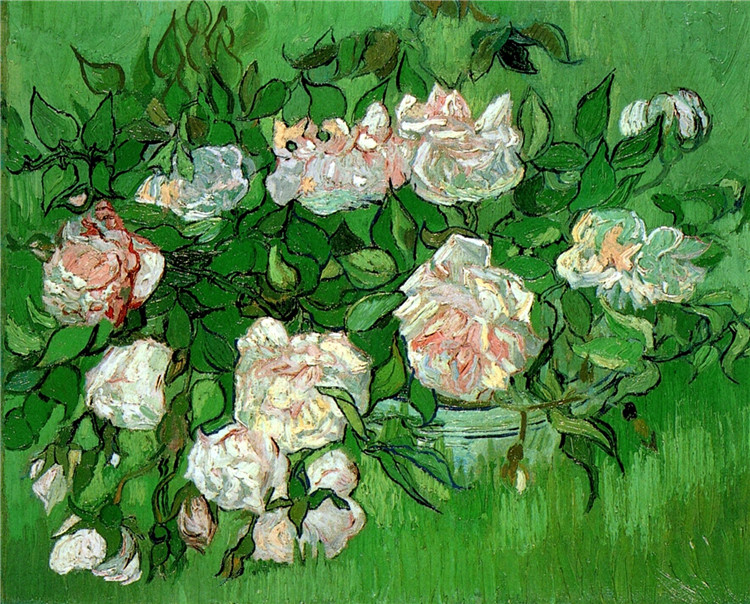 Still Life Pink Roses Vincent Willem Van Gogh Oil Painting